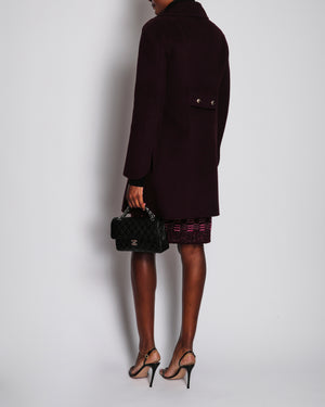 Yves Saint Laurent Burgundy Double Breasted Coat With Gold Buttons Size FR 40 (UK 12)