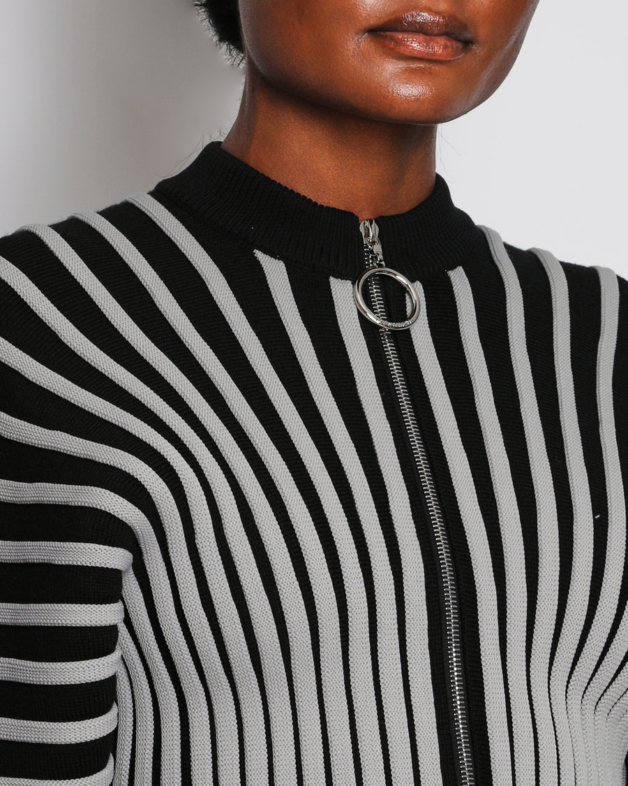 Louis Vuitton Black and Grey Long-Sleeved Cardigan and Zipper Detail Size M (UK 10)