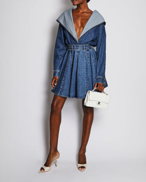 Alaïa Denim Blue Hooded Bodysuit Size FR 36 (UK 8) RRP £990