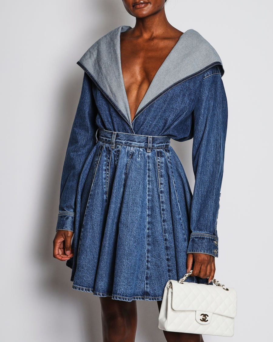 Alaïa Denim Blue Hooded Bodysuit Size FR 36 (UK 8) RRP £990