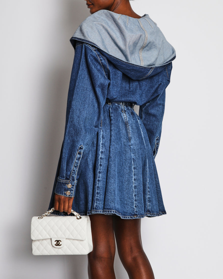 Alaïa Denim Blue Hooded Bodysuit Size FR 36 (UK 8) RRP £990