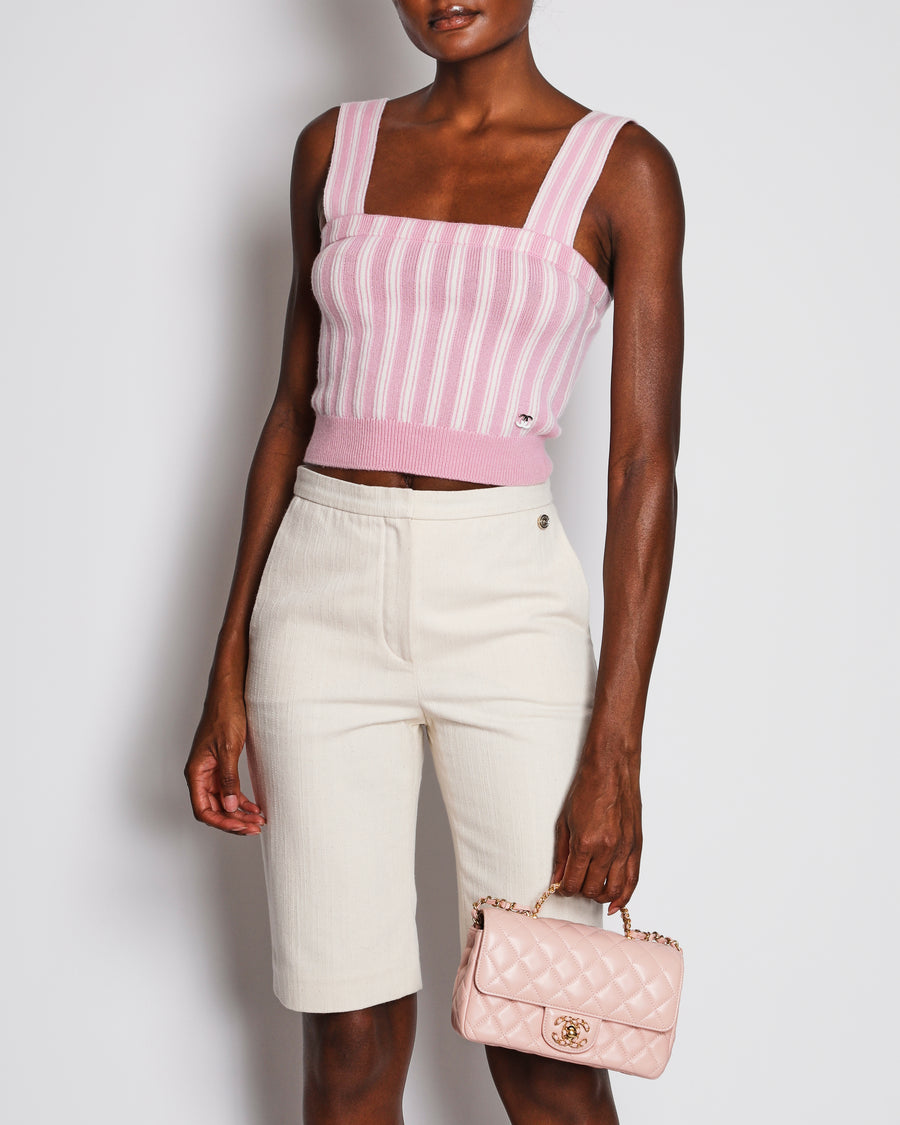Chanel 25/SS Striped Pink Tank Top Size FR 34 (UK 6)