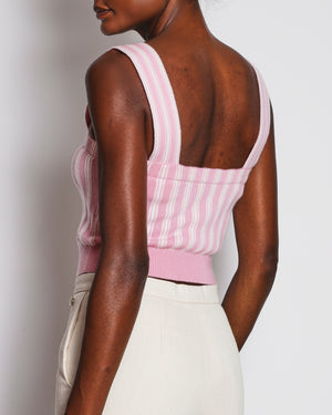 Chanel 25/SS Striped Pink Tank Top Size FR 34 (UK 6)