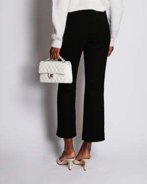 Chanel Black Straight-Leg Tweed Trousers with Silver Lion Head Button Detail Size FR 36 (UK 8)