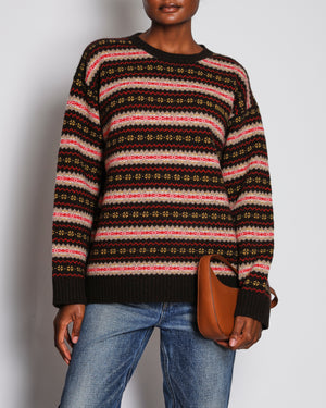 Miu Miu Brown Fair Isle Jumper in Wool Size IT 40 ( UK 8)