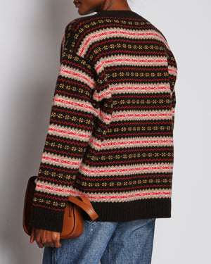 Miu Miu Brown Fair Isle Jumper in Wool Size IT 40 ( UK 8)