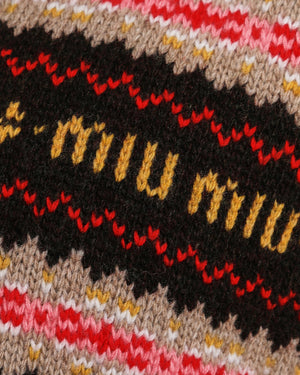 Miu Miu Brown Fair Isle Jumper in Wool Size IT 40 ( UK 8)