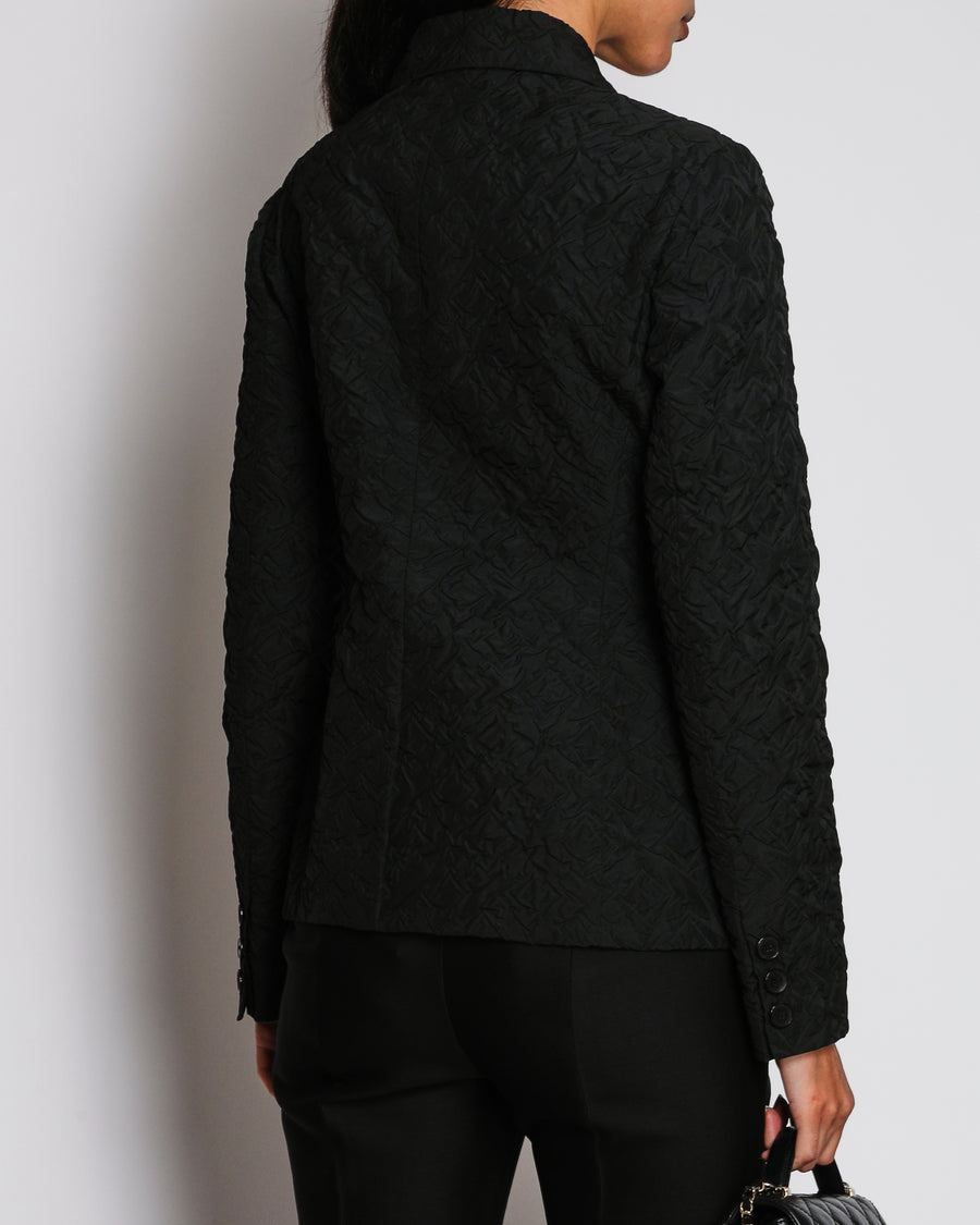 Christian Dior Black Crinkled-Effect Bar Jacket Size FR 40 (UK 12)