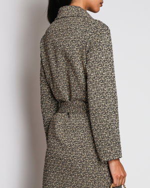 Chanel 16/A Gold and Black Lurex Tweed Jacket with Tie Belt Size FR 36 (UK 8)