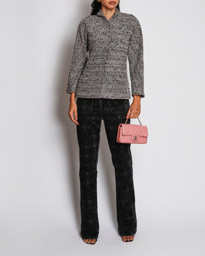 Chanel Pink and Black Tweed Jacket with Silver Details Size FR 36 (UK 8)