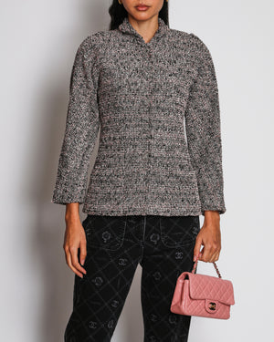 Chanel Pink and Black Tweed Jacket with Silver Details Size FR 36 (UK 8)