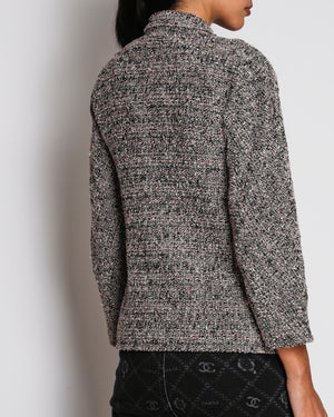 Chanel Pink and Black Tweed Jacket with Silver Details Size FR 36 (UK 8)