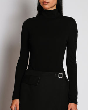 Alaïa Black Heat Cut-Out Open-Back Jersey Bodysuit Hooded Bodysuit Size FR 38 (UK 10)