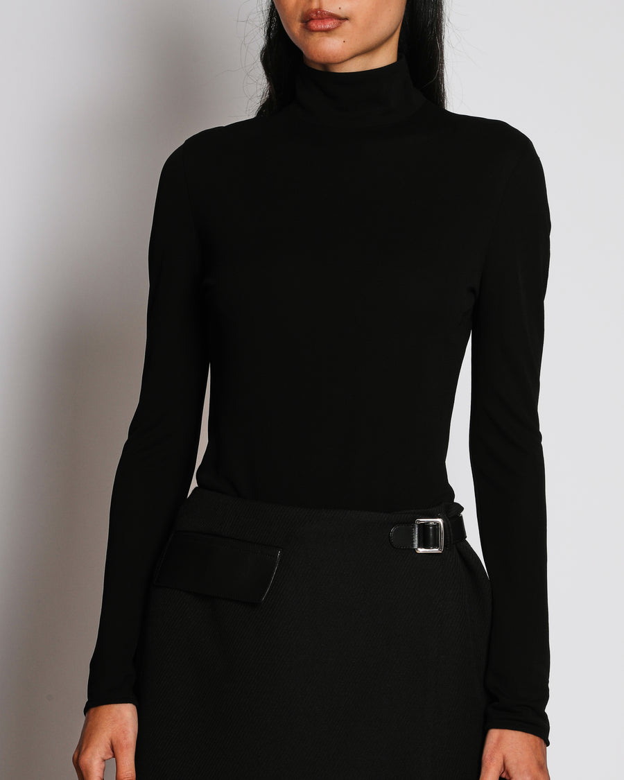 Alaïa Black Heat Cut-Out Open-Back Jersey Bodysuit Hooded Bodysuit Size FR 38 (UK 10)