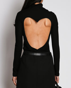 Alaïa Black Heat Cut-Out Open-Back Jersey Bodysuit Hooded Bodysuit Size FR 38 (UK 10)