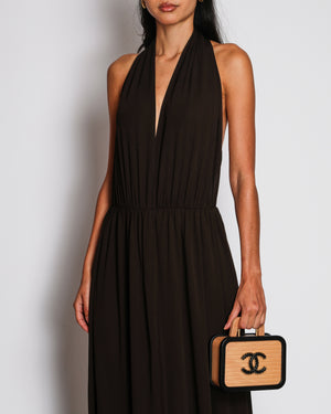 The Row Brown Pharao Gathered Jersey Crepe Gown with Open Back and Crossover Rear Straps Size UK 6