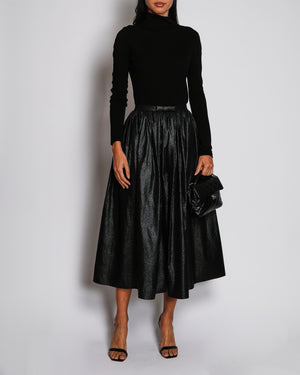 Christian Dior Metallic Black Textured Midi Skirt Size FR 34 (UK 6)