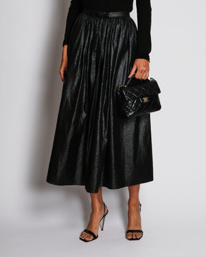 Christian Dior Metallic Black Textured Midi Skirt Size FR 34 (UK 6)