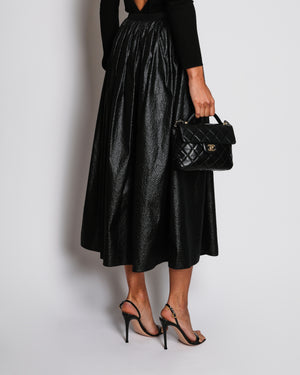 Christian Dior Metallic Black Textured Midi Skirt Size FR 34 (UK 6)