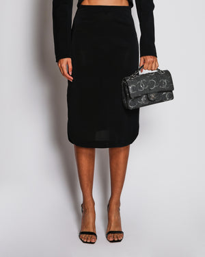 Alaïa Black Mesh Cropped Zip-Up Jacket and Pencil Skirt Set Size FR 36 (UK 8)