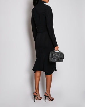 Alaïa Black Mesh Cropped Zip-Up Jacket and Pencil Skirt Set Size FR 36 (UK 8)