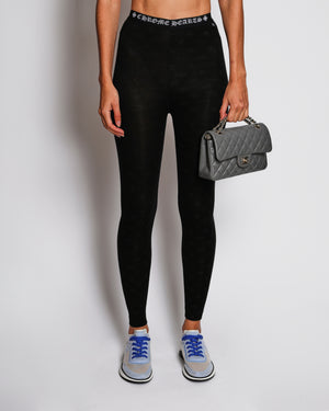 Chrome Hearts Black Cross Print Leggings with Contrasting Elastic Waistband Size S (UK 8)