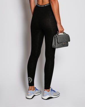 Chrome Hearts Black Cross Print Leggings with Contrasting Elastic Waistband Size S (UK 8)