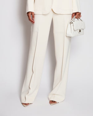 Schiaparelli Cream Padlock Suit Set With Blazer and Straight Trousers Size FR 34 (UK 6)