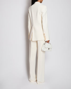 Schiaparelli Cream Padlock Suit Set With Blazer and Straight Trousers Size FR 34 (UK 6)