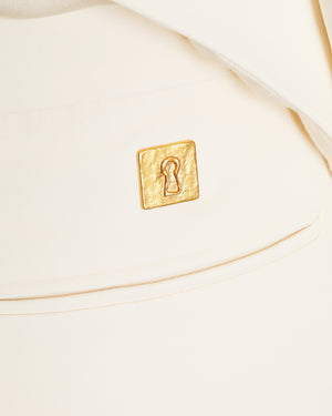 Schiaparelli Cream Padlock Suit Set With Blazer and Straight Trousers Size FR 34 (UK 6)