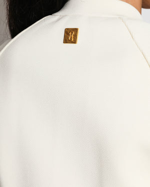 Schiaparelli Cream Cardigan With Gold Gem Buttons and Lace Back Details Size FR 34 (UK 6)