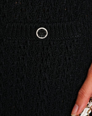 Chanel 22C Black and White Knitted Mini Dress With Buttons Details Size FR 36 (UK 8)