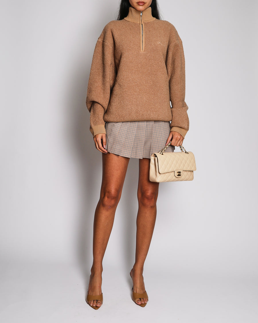 Jacquemus Beige "La Maille Berger" Knit Quarter Zip Zip Jumper with Logo Detail Size XS (UK 6) RRP £515