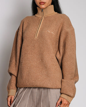 Jacquemus Beige "La Maille Berger" Knit Quarter Zip Zip Jumper with Logo Detail Size XS (UK 6) RRP £515