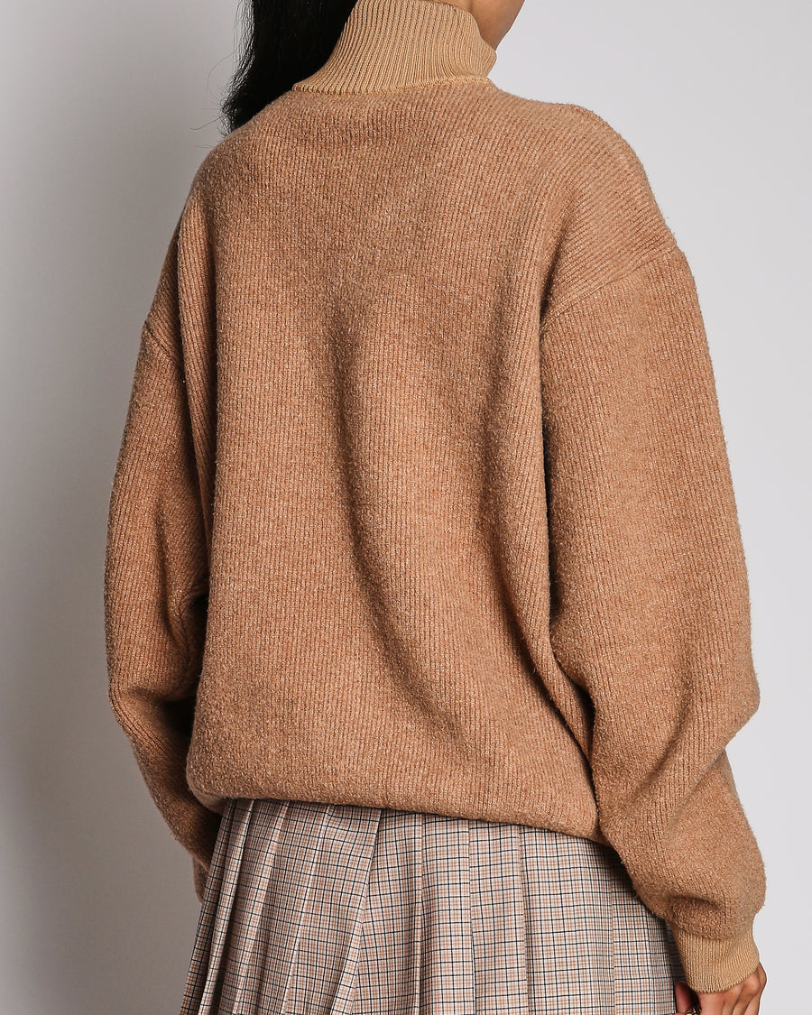 Jacquemus Beige "La Maille Berger" Knit Quarter Zip Zip Jumper with Logo Detail Size XS (UK 6) RRP £515