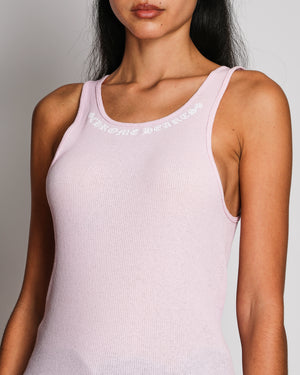 Chrome Hearts Pastel Pink Ribbed Sleeveless Top with Logo Details Size L (UK 12)