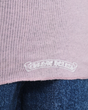 Chrome Hearts Pastel Pink Ribbed Sleeveless Top with Logo Details Size L (UK 12)