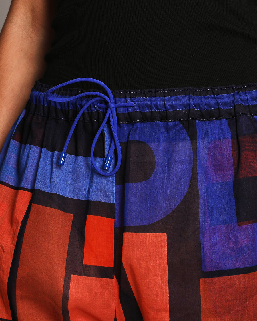 Hermès Blue and Orange Sheer Beach Shorts with Abstract Colour-Block Pattern Size FR 38 (UK 10) RRP £990
