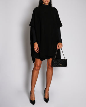 Hermès Black Wool H-Knit "H" Logo Cape Poncho FR 34 (UK 6)