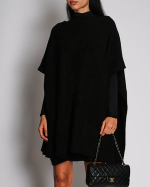 Hermès Black Wool H-Knit "H" Logo Cape Poncho FR 34 (UK 6)