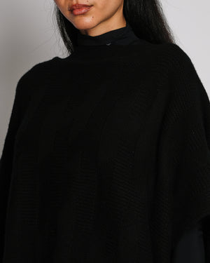 Hermès Black Wool H-Knit "H" Logo Cape Poncho FR 34 (UK 6)