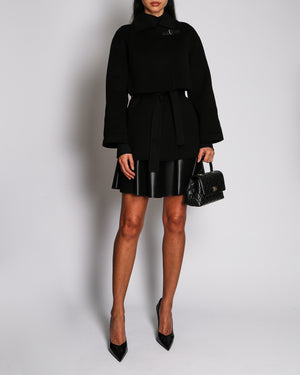 Hermès Black Cashmere Long Sleeves Coat With Matching Belt Size FR 34 (UK 6)