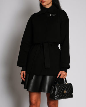 Hermès Black Cashmere Long Sleeves Coat With Matching Belt Size FR 34 (UK 6)