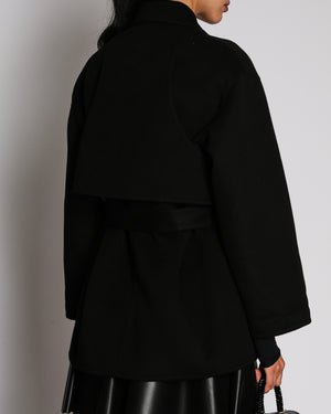 Hermès Black Cashmere Long Sleeves Coat With Matching Belt Size FR 34 (UK 6)