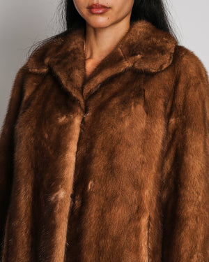 Vintage Light Brown Short Minx Fur Coat UK 8