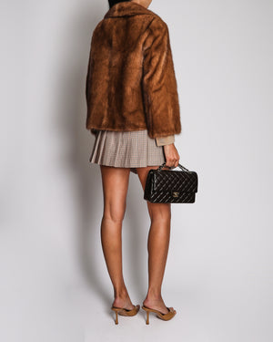 Vintage Light Brown Short Minx Fur Coat UK 8