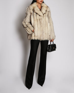 Vintage Silver Fox Short Fur Coat UK 10