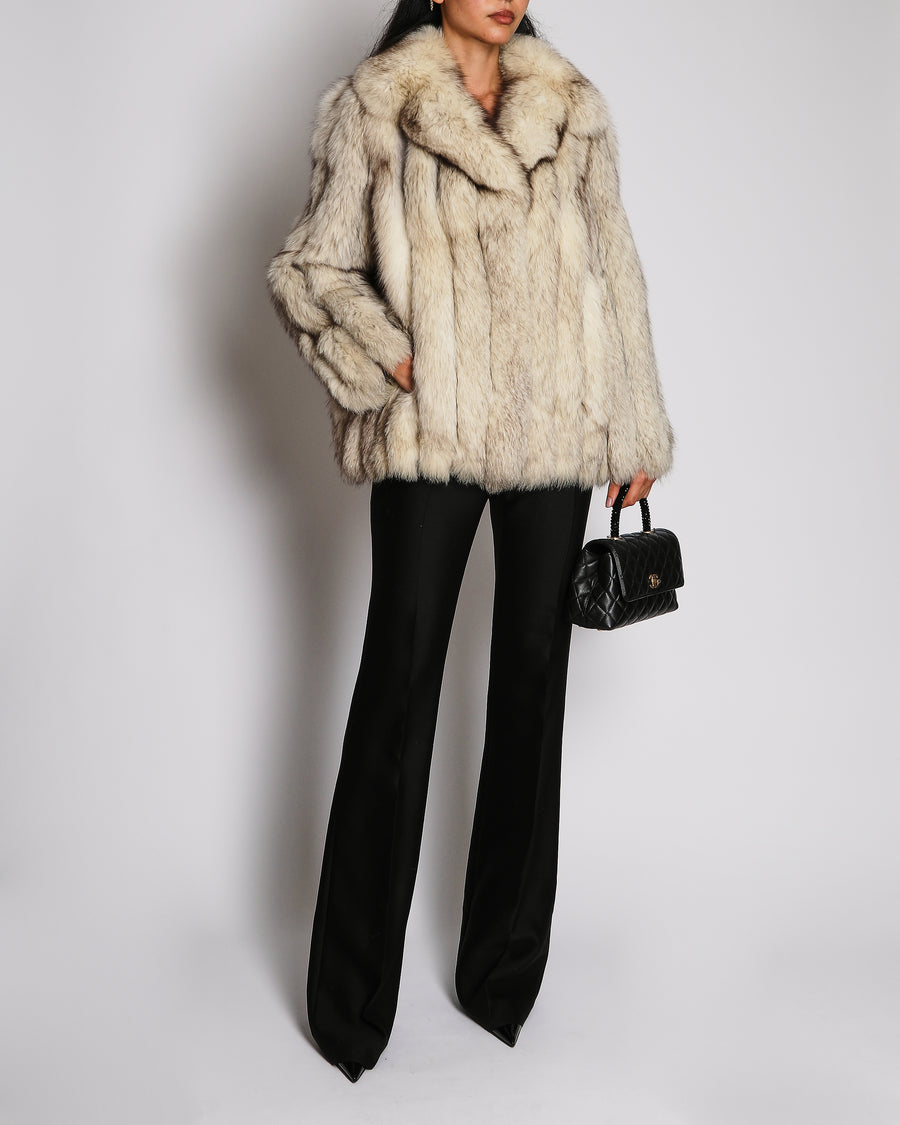 Vintage Silver Fox Short Fur Coat UK 10