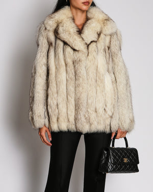 Vintage Silver Fox Short Fur Coat UK 10