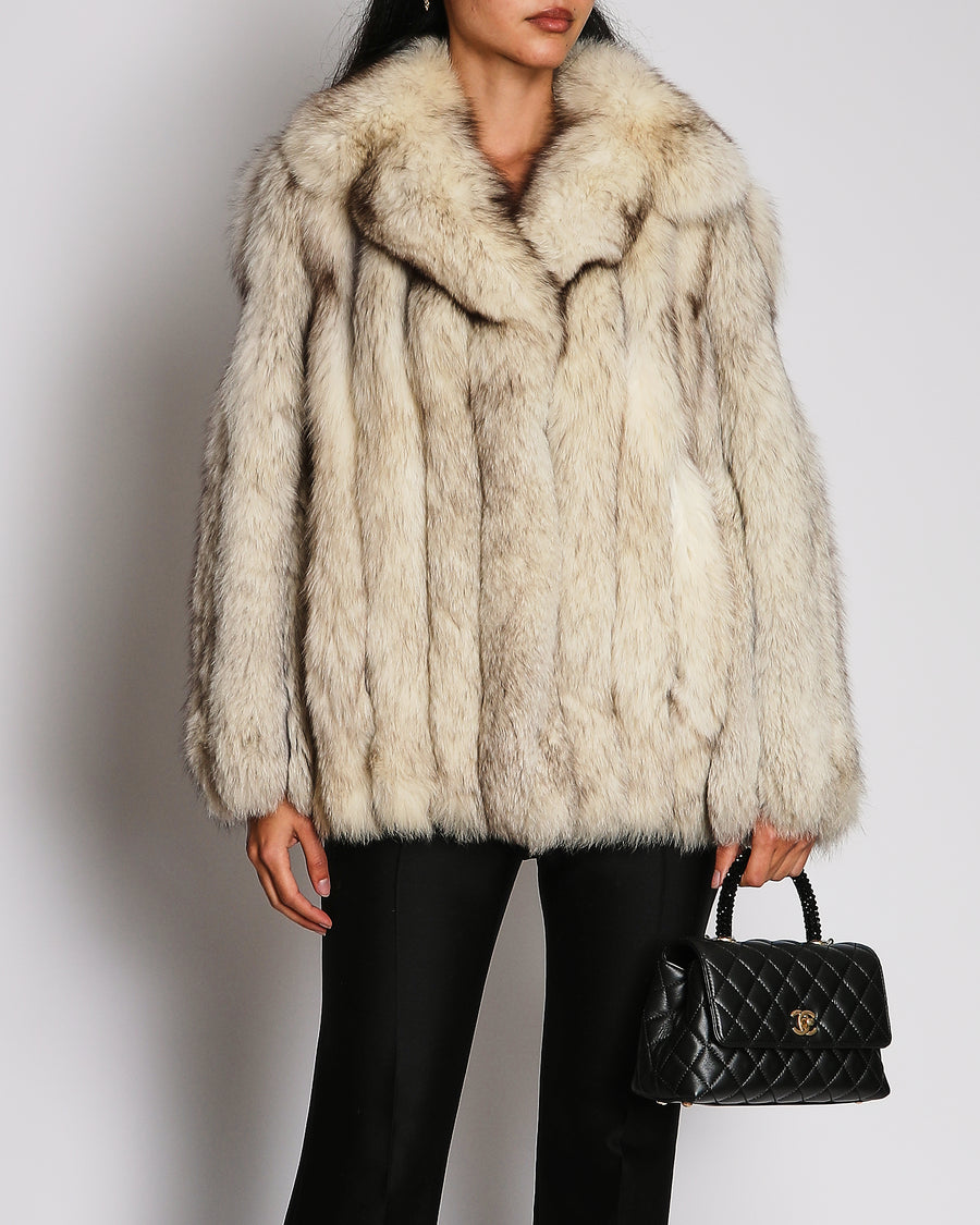Vintage Silver Fox Short Fur Coat UK 10